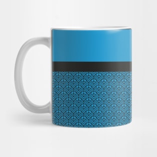 Art Deco Elegant Honeycomb Peacock Feathers Motif Black Blue Mug